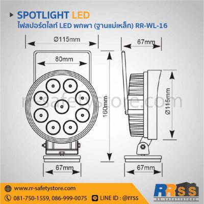 ไฟสปอร์ตไลท์ led ติดรถยนต์ 4x4 ออฟโรด กลม 27W