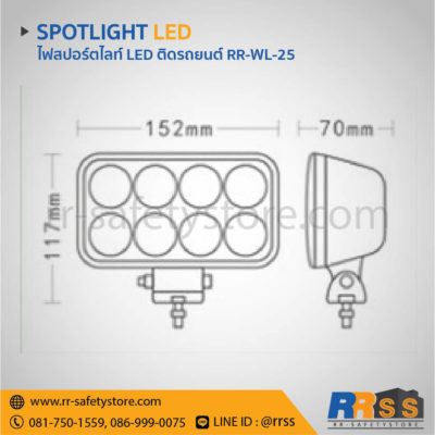 ไฟสปอร์ตไลท์ LED ติดรถยนต์ 4x4 ออฟโรด 24W