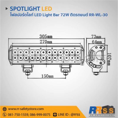 ไฟสปอร์ตไลท์ LED Light bar ติดรถยนต์ 4x4 off road 72W