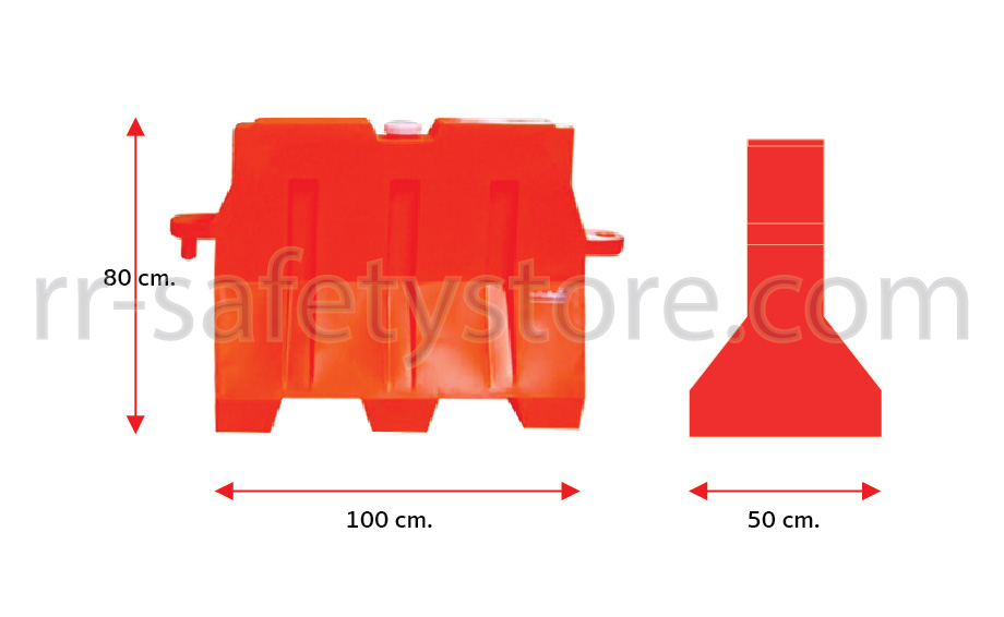 แผงกั้นจราจรบรรจุน้ำ กำแพงน้ำ แบริเออร์ ยาว 100 ซม. 1 เมตร