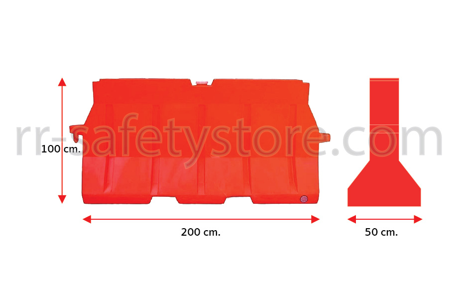 แผงกั้นจราจรบรรจุน้ำ กำแพงน้ำ แบริเออร์น้ำ ยาว 200 ซม. 2 เมตร